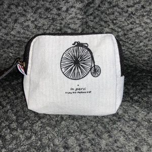 NIP Fun Little Canvas Pouch Coin Purse Bicycle